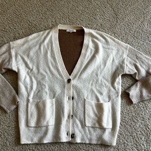 Madewell Cream Cardigan Sweater V-Neck Knit